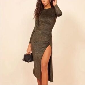 Reformation Black Shimmer Stripe Dress - Sz M